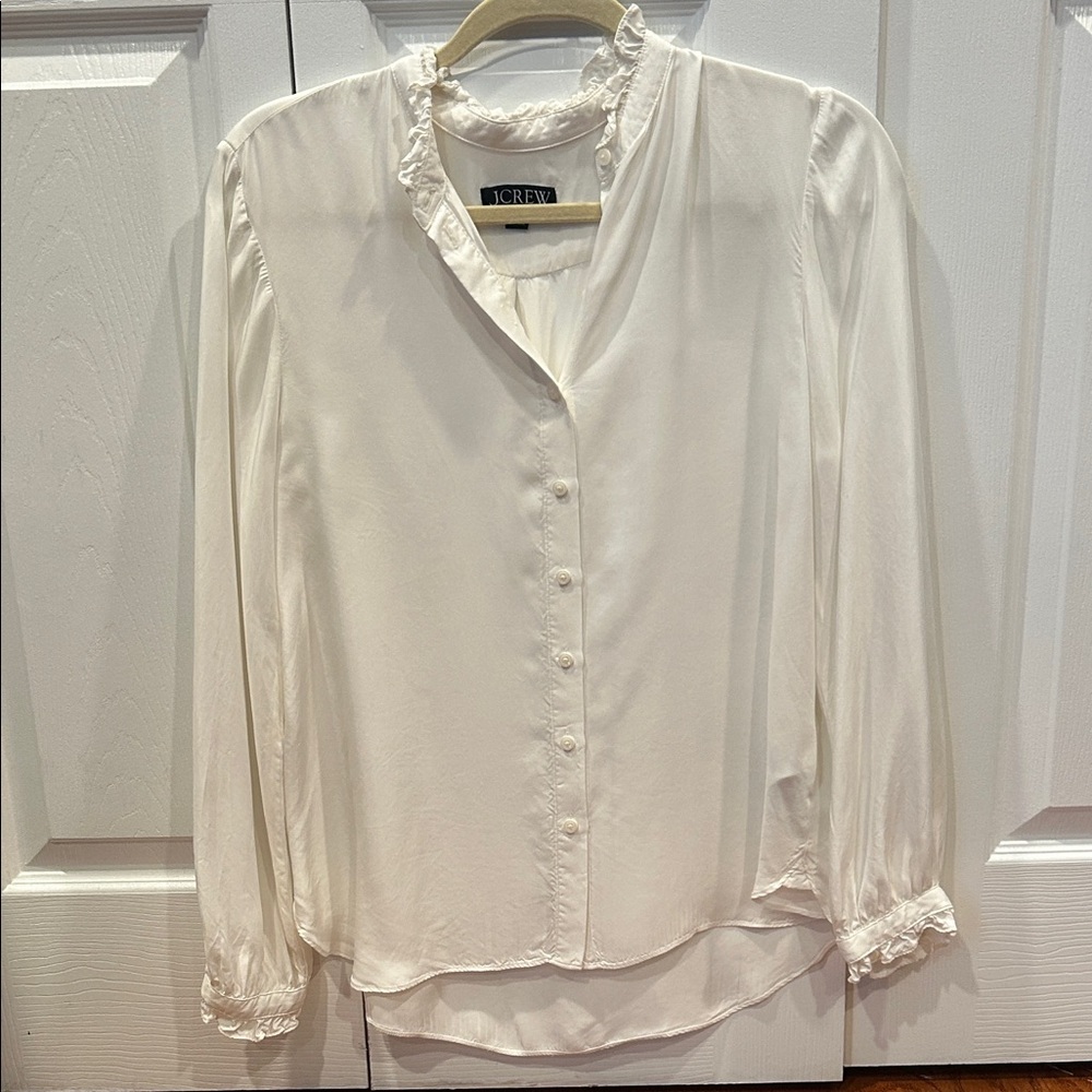 J. Crew Ruffle Trim Button Down Blouse